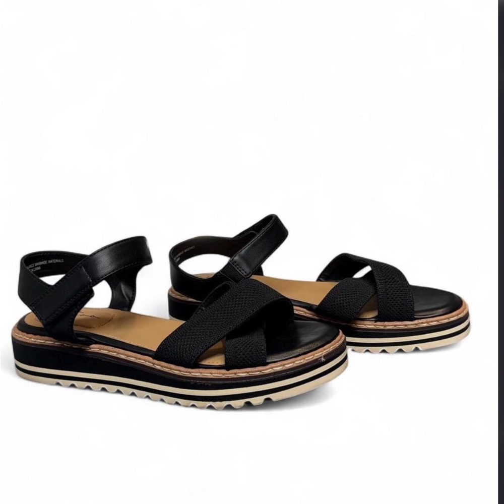 Amber Women’s Black Platform Wedge  Sandals by “Me Too” size 9. Worn once!
